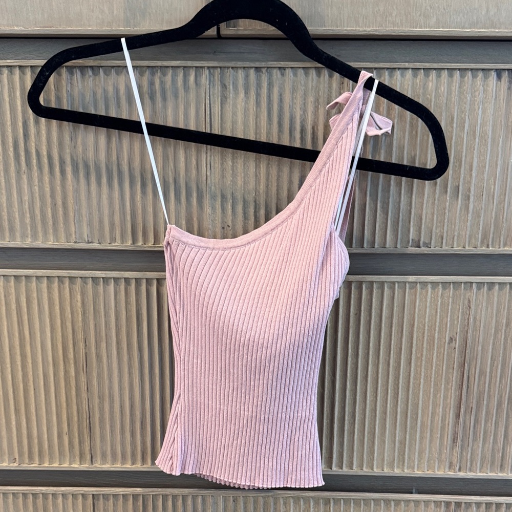 Superdown Pink Ribbed Asymmetrical Camisole